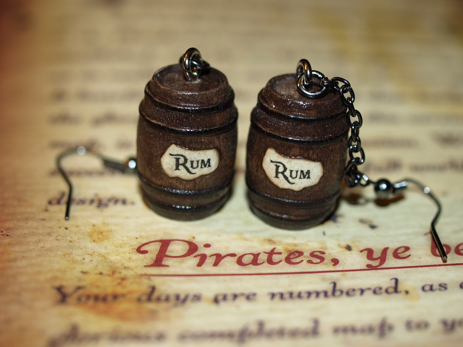 Pirate Jewelry Earrings Rum Barrels Disney Pirates of the Caribbean Blackbeards Ghost