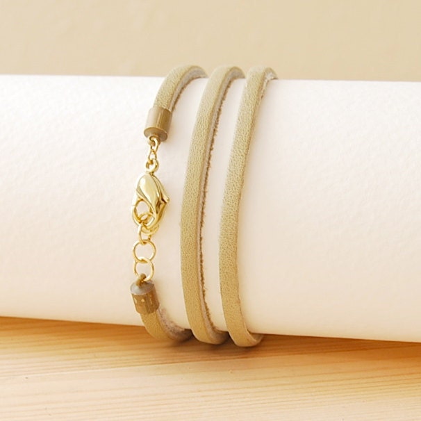 Leather Wrap Bracelet in Taupe, "The Bexar"