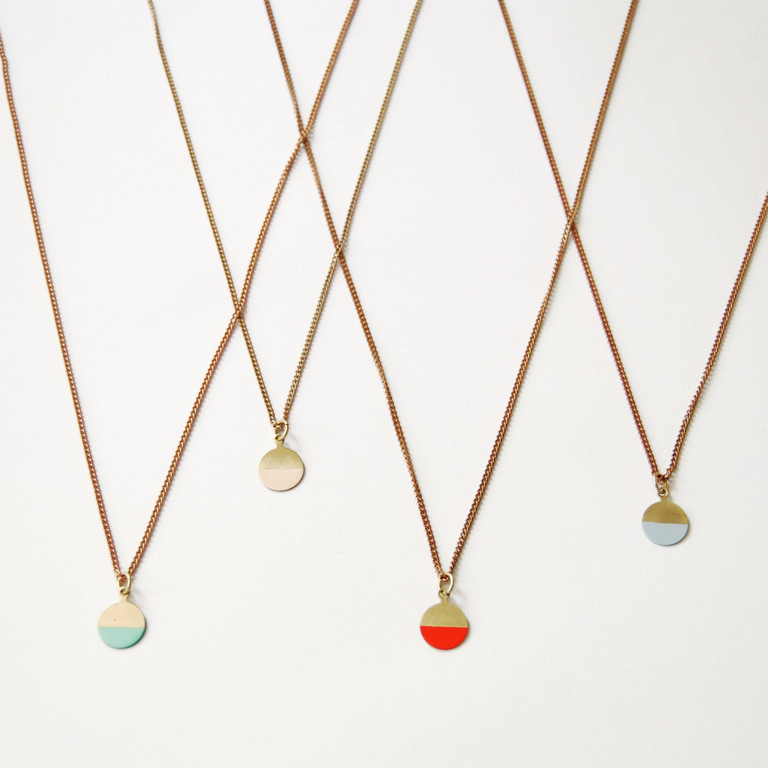 Geometric Necklace, Brass Small Circle Colorblock, The Odessa Half
