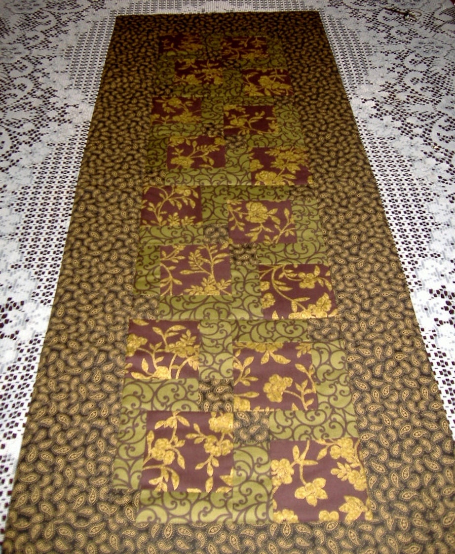 Olive  Table gold decor patchwork Black runner  Gold Quilted Burgundy Runner table  Home patterns