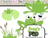 INSTANT DOWNLOAD frog's pad digital clipart collection and digital paper - scrapbooking, invitation design, party printable