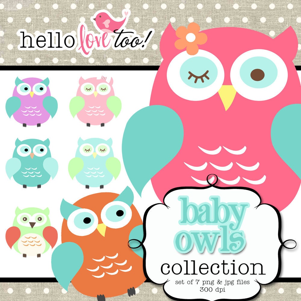 INSTANT DOWNLOAD baby owl digital clipart collection