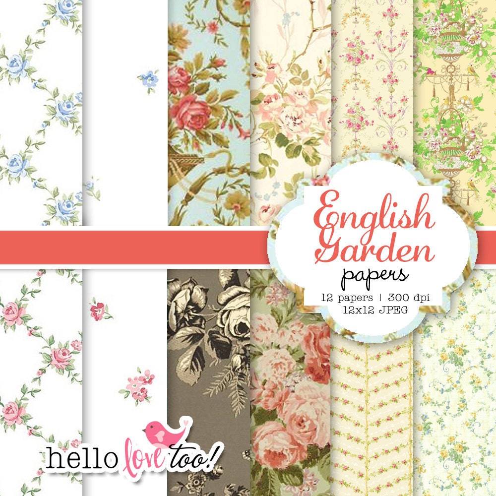 INSTANT DOWNLOAD English Garden digital paper set
