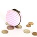 Pink stripes french macaron coin purse - change wallet, mini case purse