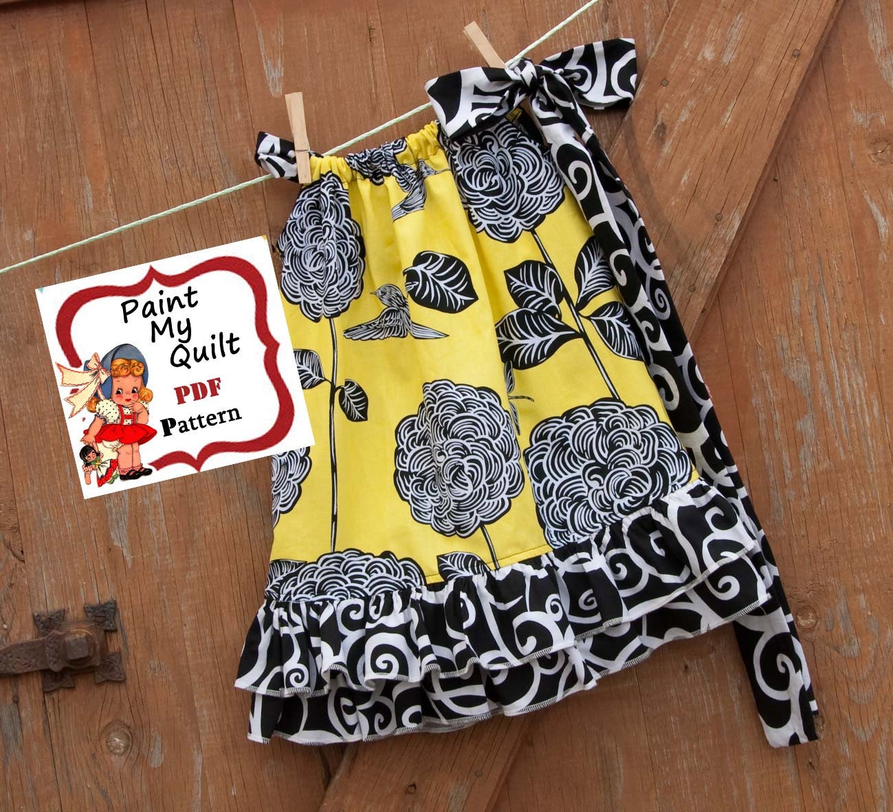 INSTANT DOWNLOAD Girls Dress Pattern PDF Pillow Cass Dress Pattern  Dress Sewing Pattern  sizes 6m through to 10 years " Sophie Dress"