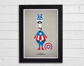 Cute Superhero - Captain America - Print  (A4)