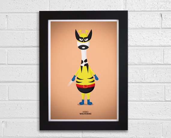 X-men Wolverine poster - Adorable Superheroes  wall decor  Print A4