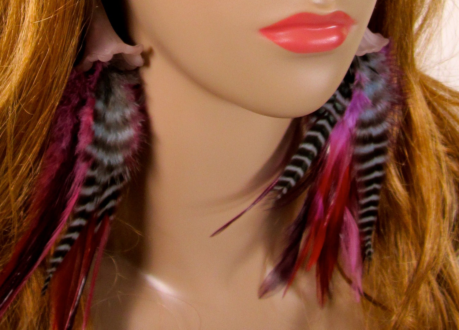 flower feather earrings