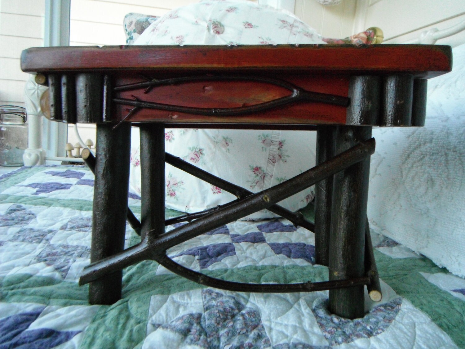 Home Decor Primitive Furniture Footstool Rustic by TheCopperFinch