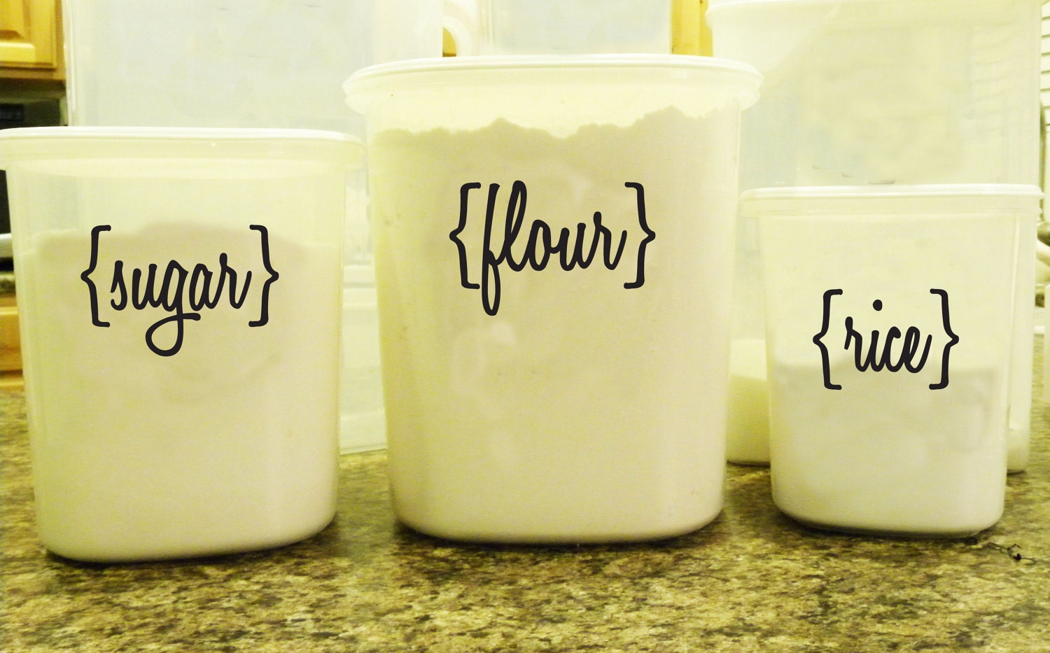 Custom Canister Labels- Set of 8- personalized, choose your font, pantry, kitchen, flour, sugar