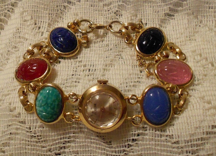 Vintage Lady Nelson Scarab Ladies Watch by ViksVintageJewelry