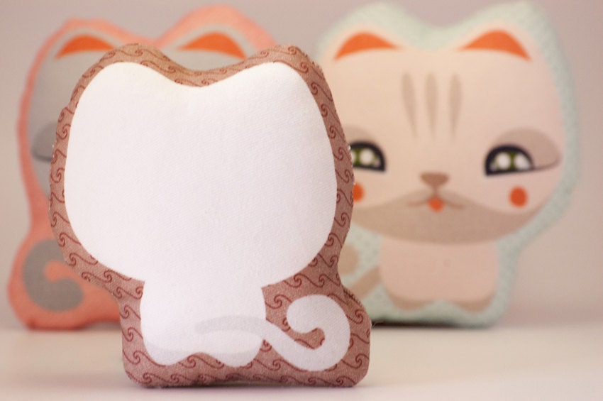 Plush Cat Fabric Doll // Art Toy Mozzarella Kitten