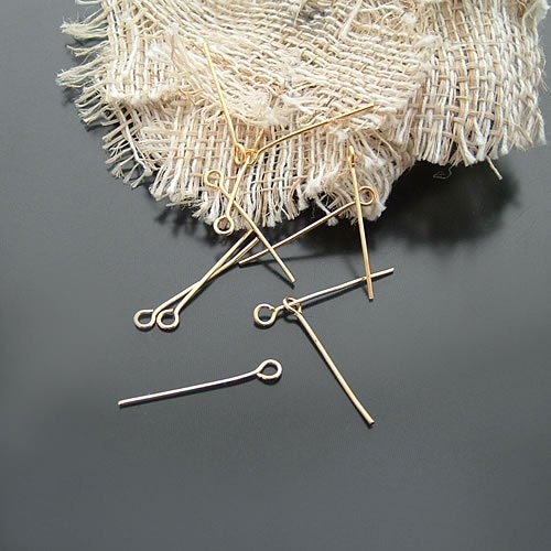 Gold Plated Iron Eye Pin 26mm long 50grams (approx. 500pcs),  For Bunch 14mm DIA Bead T26R51