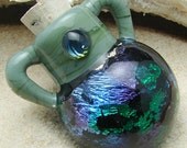 Lampwork Vessel Pendant on Adjustable Length Cord Hand Blown Corked Bottle