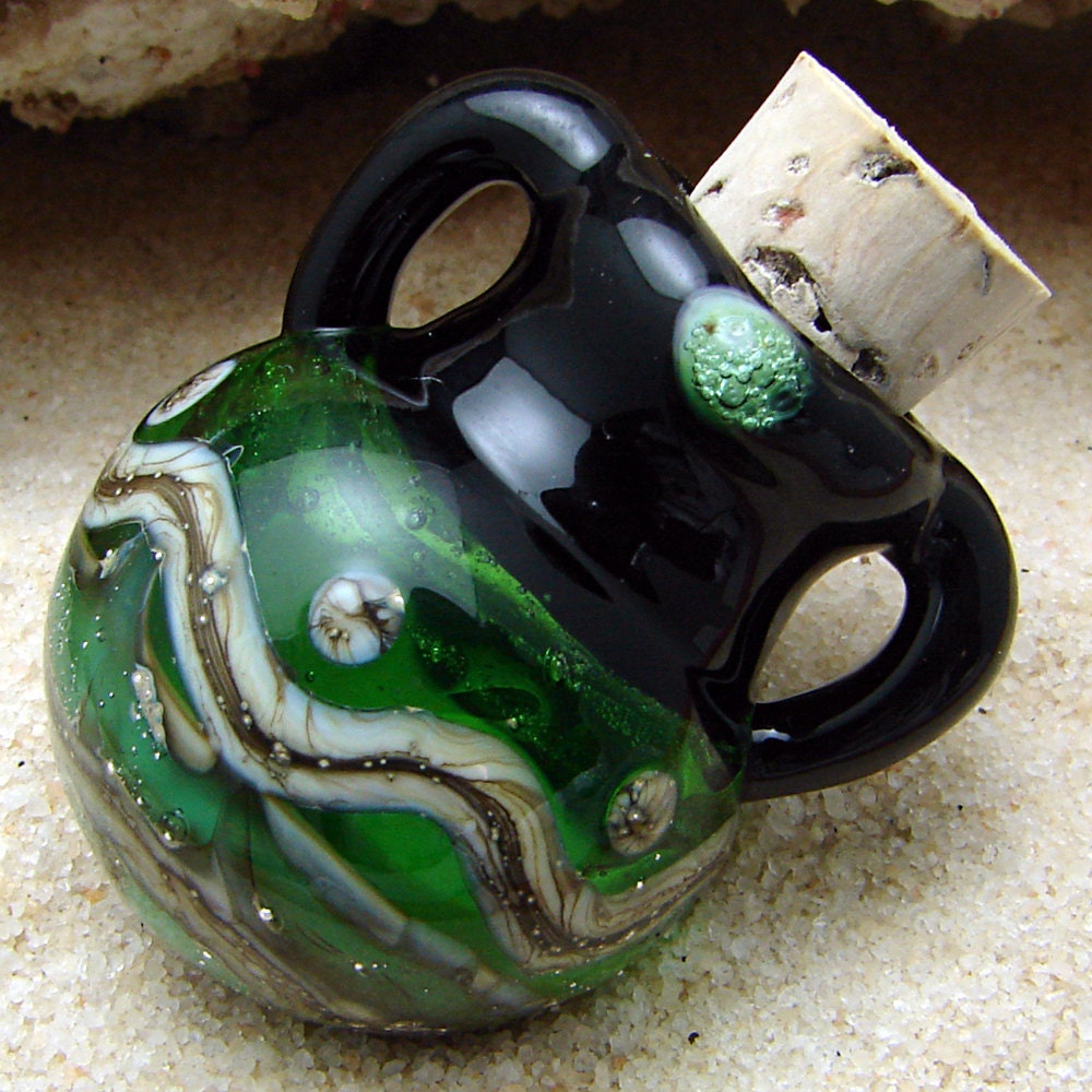 Glass Aromatherapy Bottle Necklace Hand Blown Vessel for Perfume or Scented Essential Oils