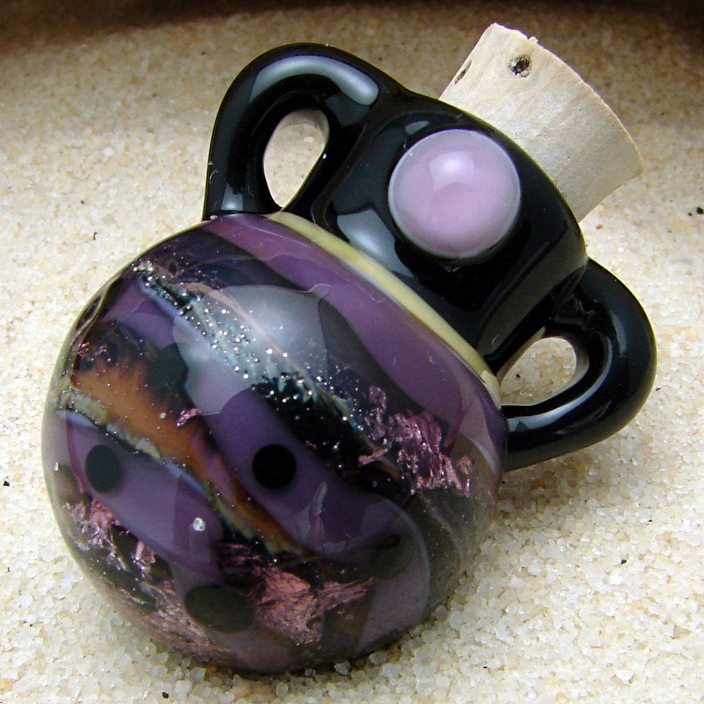 Miniature Perfume Bottle Pendant Hand Blown Glass Vessel for Aromatherapy and Scented Oil
