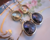 Citrine Earrings Tanzanite Earrings Gold - Glass Earrings - Bridesmaid Earrings - Wedding Earrings - Christmas Gift