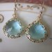 Gold Aquamarine Earrings - Pear Shape with Gold Design - Bridesmaid Earrings - Wedding Earrings - Christmas Gift