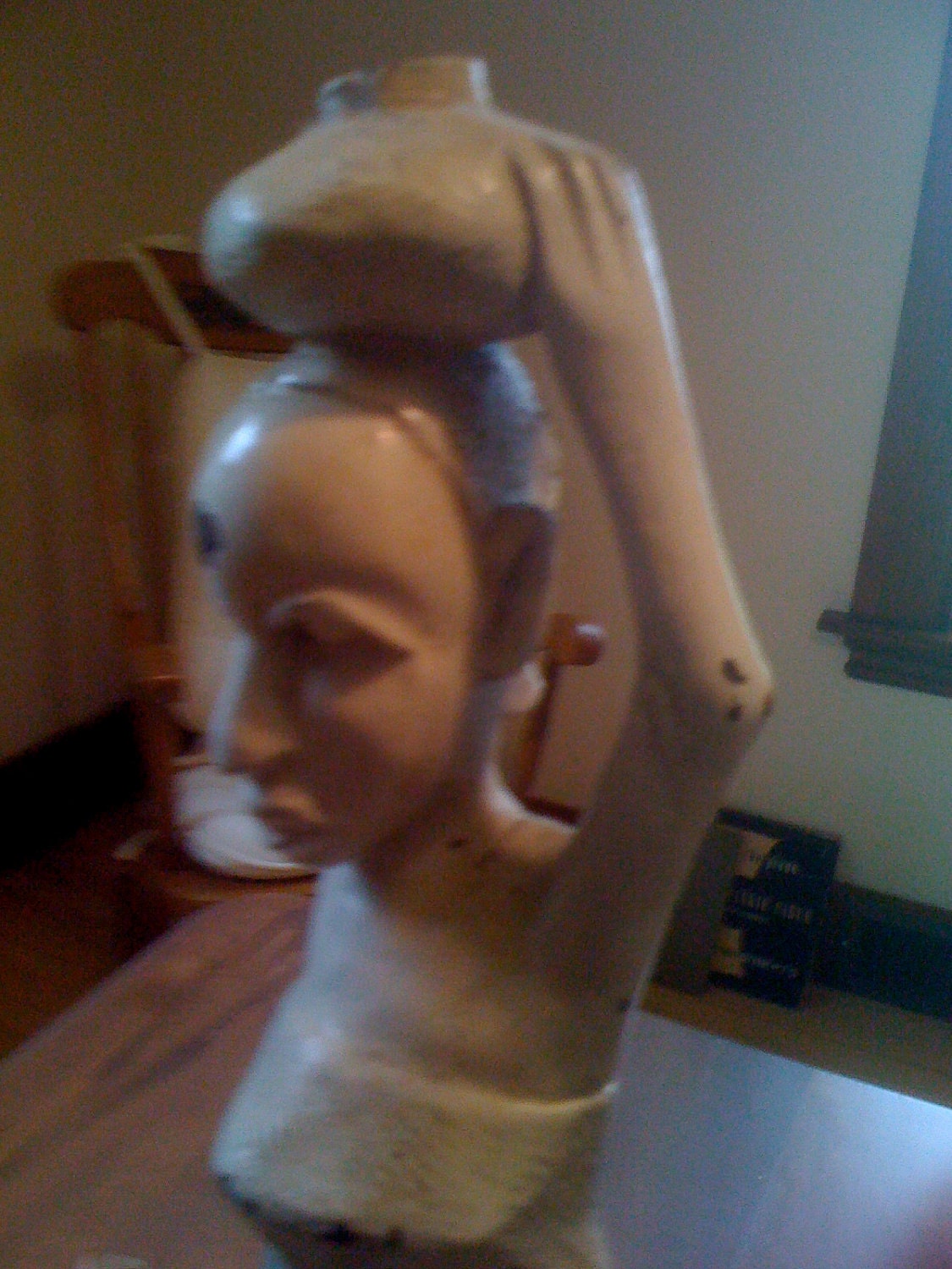 African Art Woman with Jug Ironwood Hand Carved
