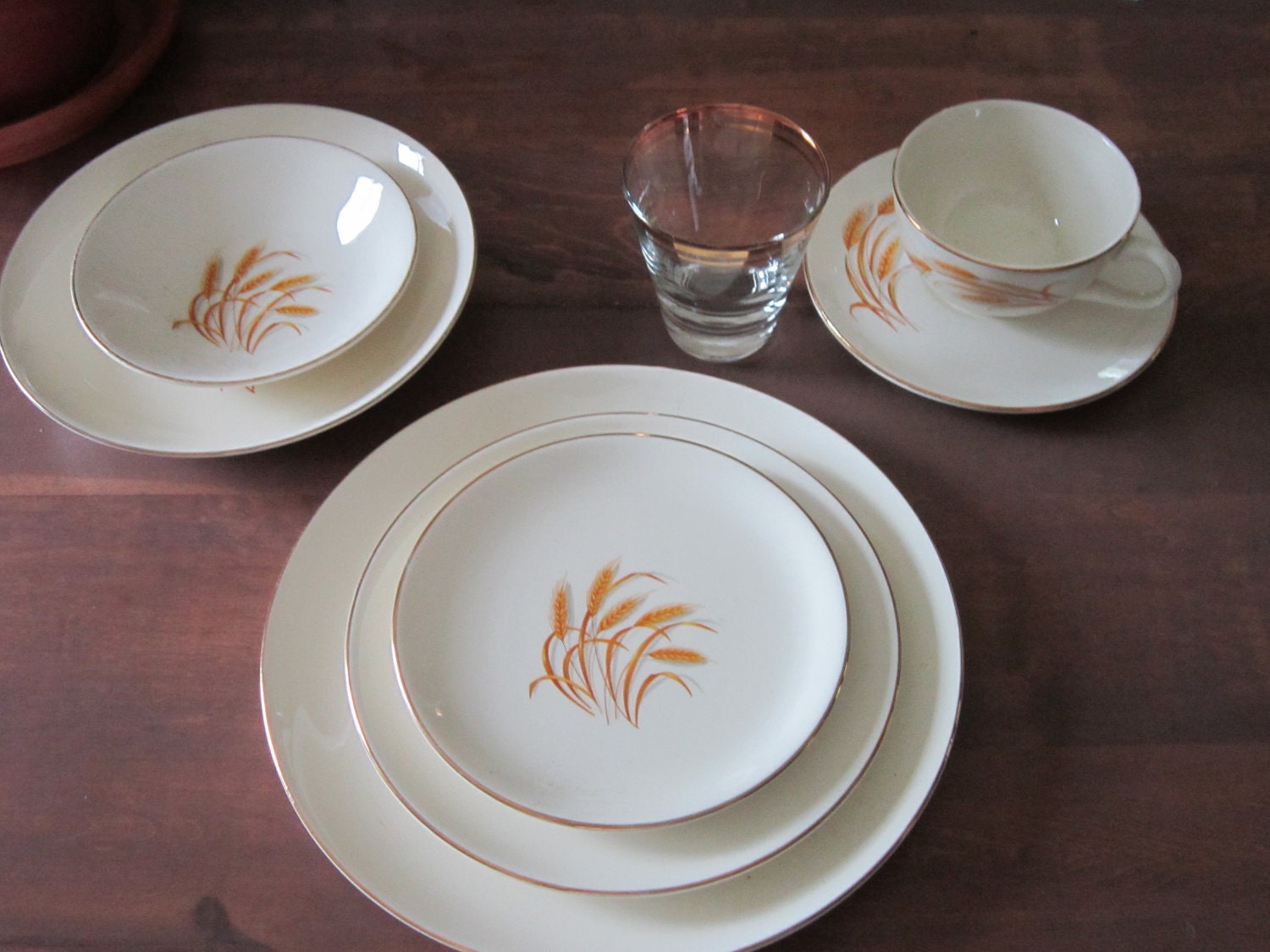 Vintage Homer Laughlin Wheat Pattern Dishes 22 K by PriorMemories