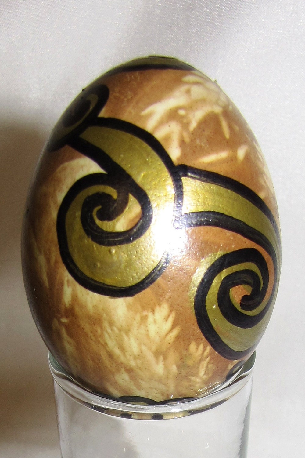 Faberge Egg - Hand painted - coffee - gold - black
