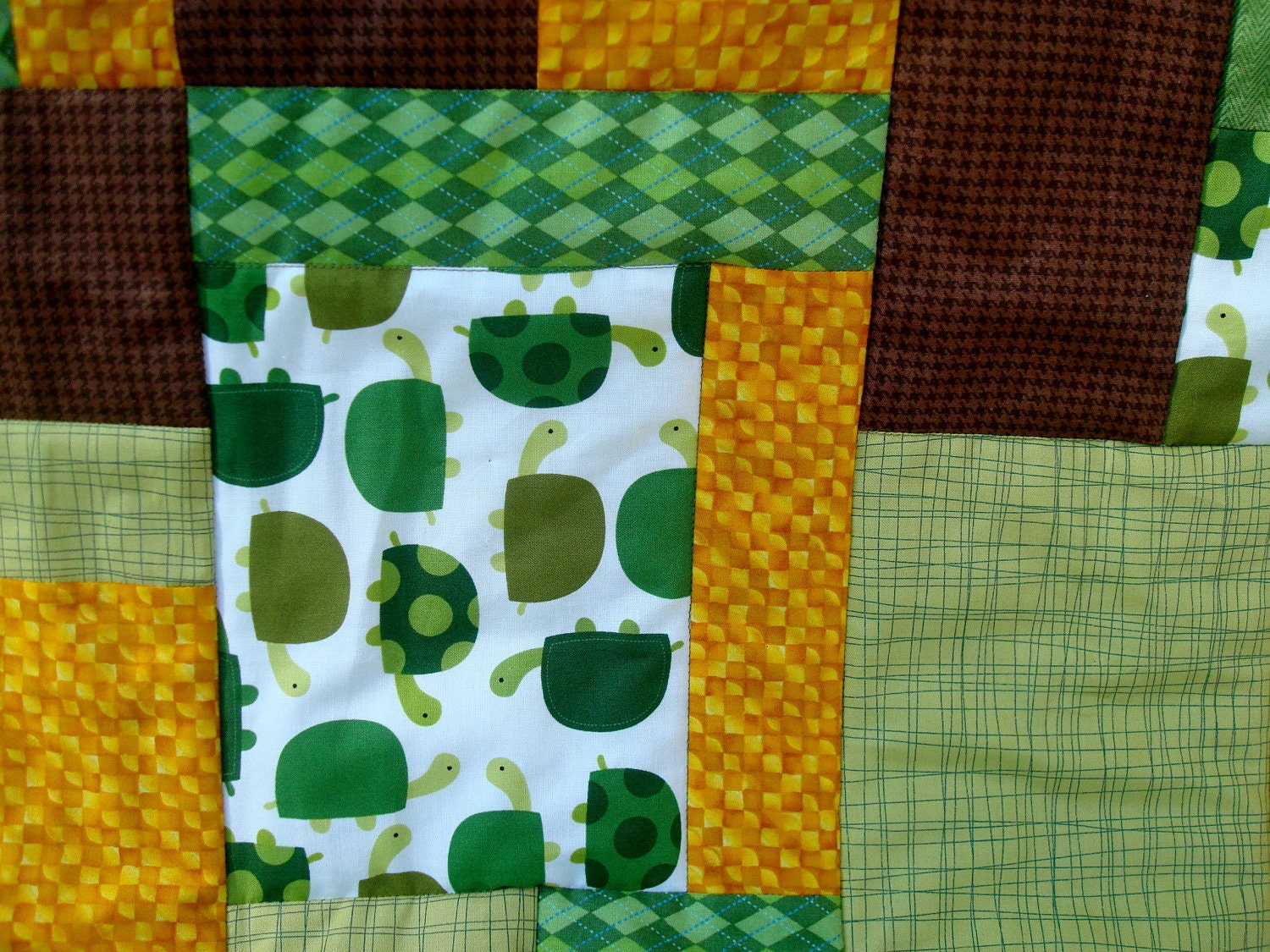 Reserved for Jody -  Turtle Tortoise Block Baby Toddler Quilt