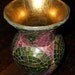 Byzantine glass mosaic vase, pink , green and 24k gold venetian glass, romantic lighting tea light holder