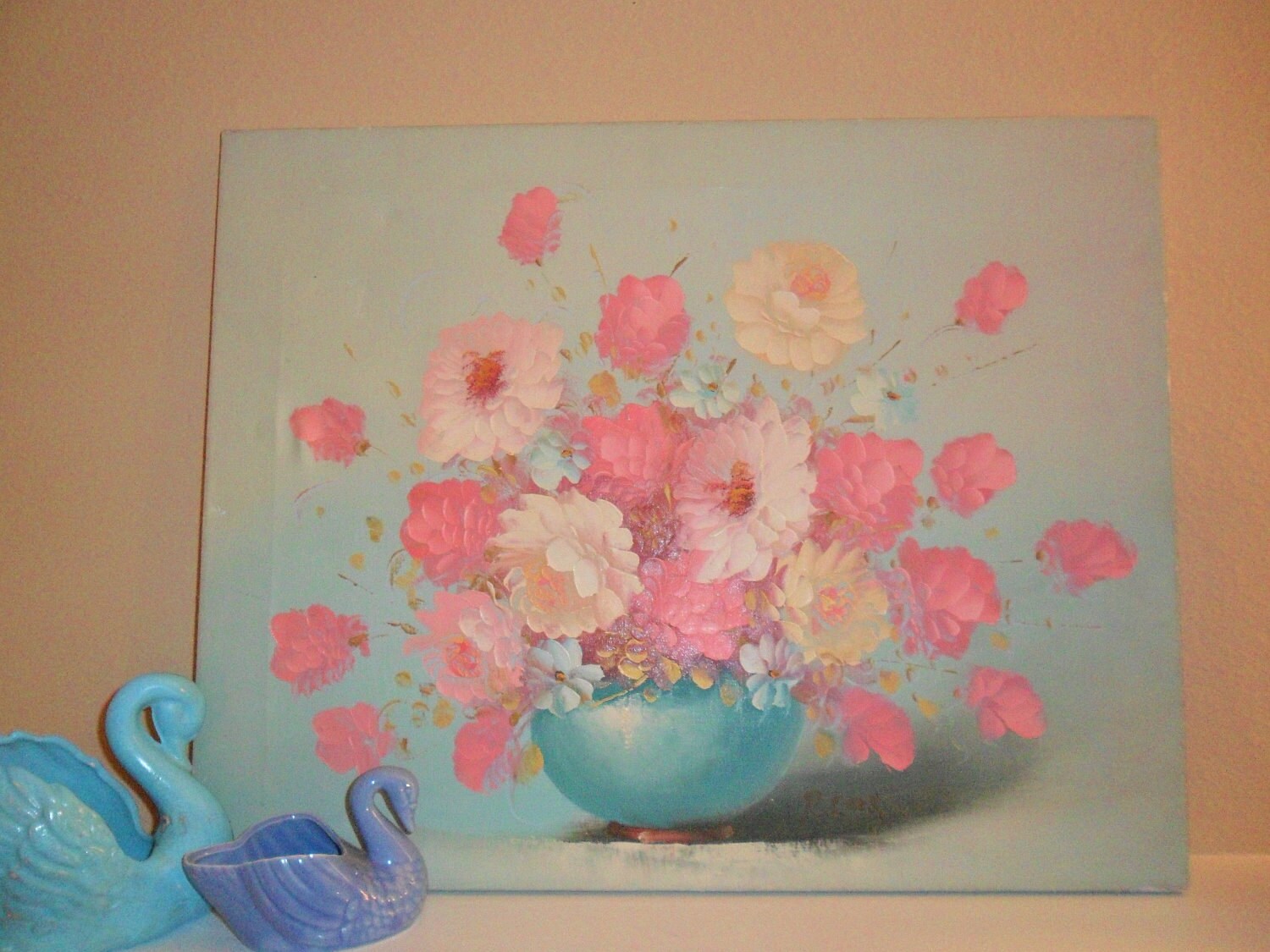 Pretty In Pink - Flowers in Vase Oil Painting on Canvas