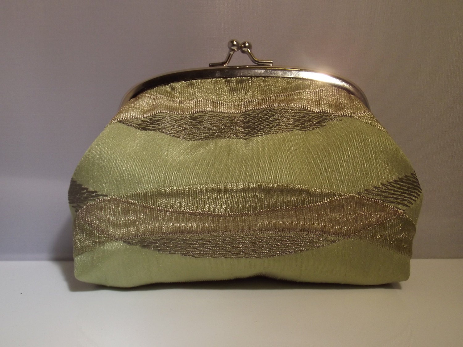 Large Green Coin Purse, small make up bag, clutch bag
