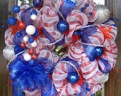 Deco Mesh AMERICAN PRIDE PATRIOTIC Wreath