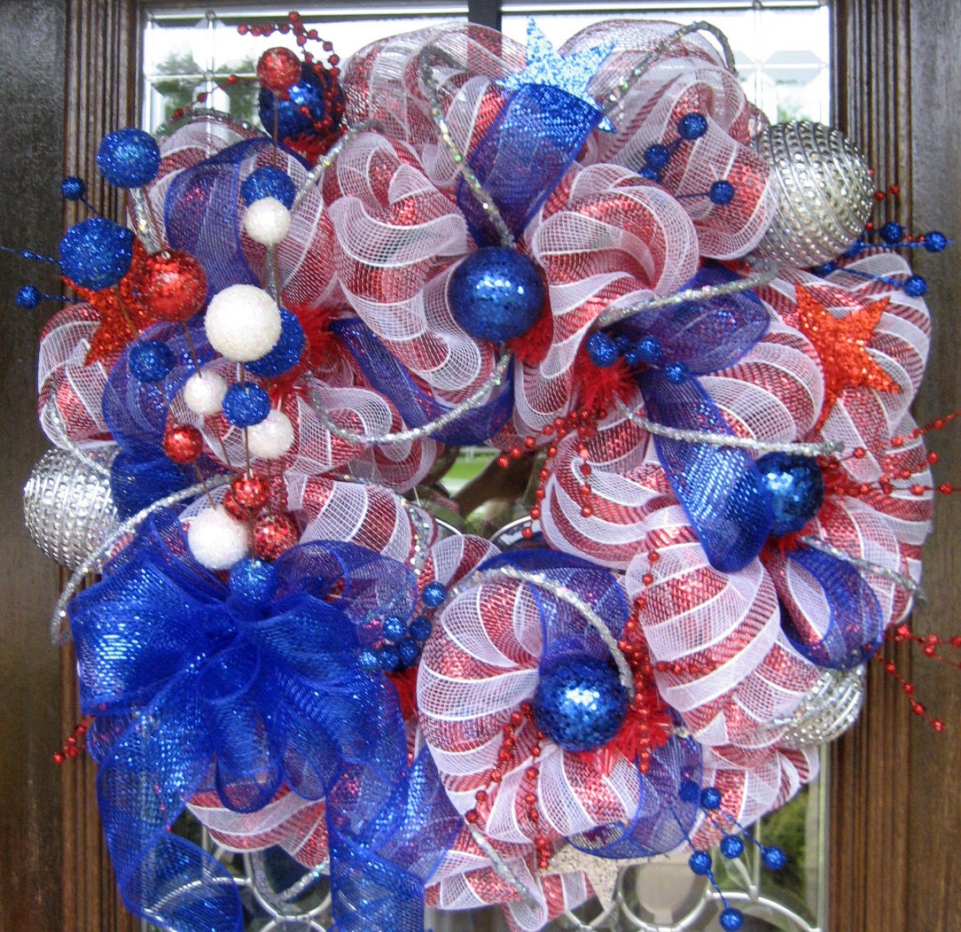Deco Mesh AMERICAN PRIDE PATRIOTIC Wreath