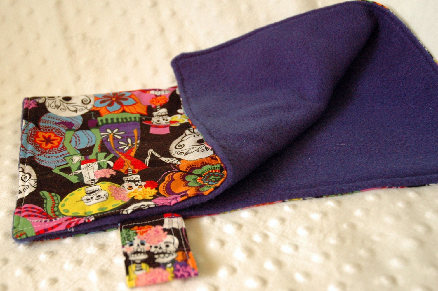 Day of the Dead Mini Lovey Baby Blanket - Ready to Ship - Great for carseats and strollers