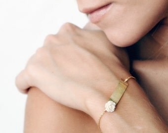 Floral Name Plate customized bracelet. 14kt gold filled