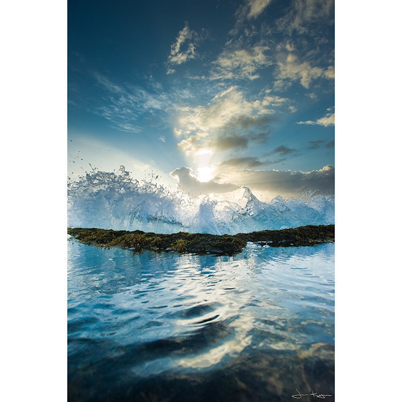 Blue Sunburst Wave Hawaii 10x7 Fine Art Photo