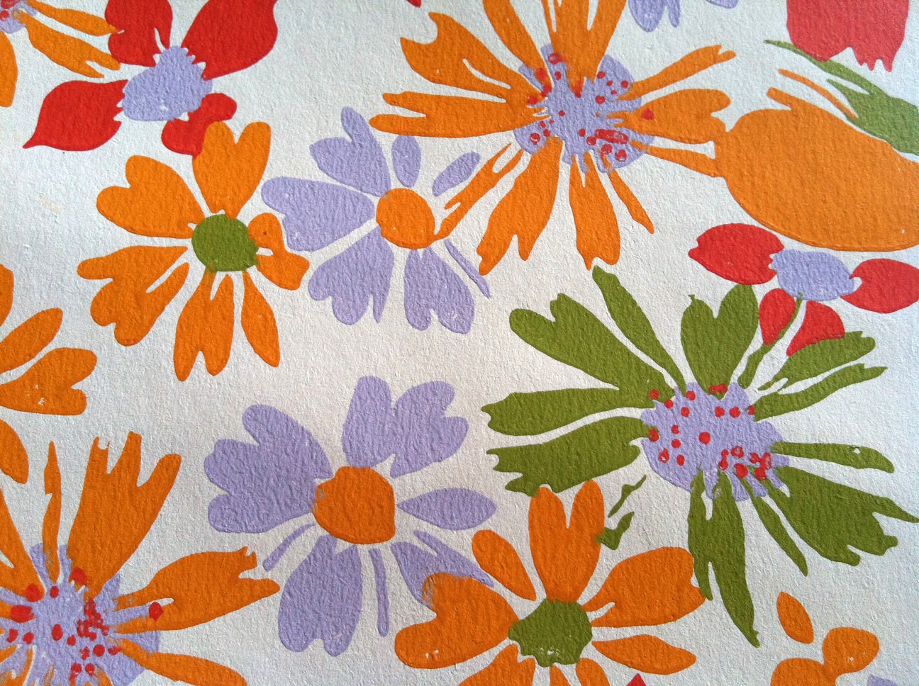 Vintage 1960s Wallpaper-Bright & Cheery Daisies-by the yard
