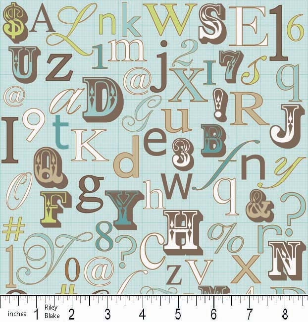 Penny Lane by Deena Rutter for Riley Blake, Letters Blue, SKU C7101, 1 yd