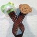 Brown with Blue Saddle Stitching and Monkey Applique Hiding Clip Pacifier Clip Paci Clip Soothie Binky