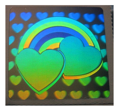 Rare Vintage Hologram Rainbow Hearts Sticker Holographic