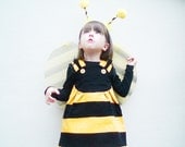 BEE-Girls Dress-yellow & black cotton corduroy-Sizes 6m-1t-2t-3t-4t-5t-6t - wildthingsdresses