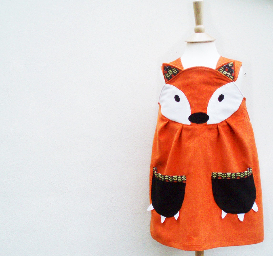 Fox Dress - Little girls character play dress 6m to 6y - wildthingsdresses