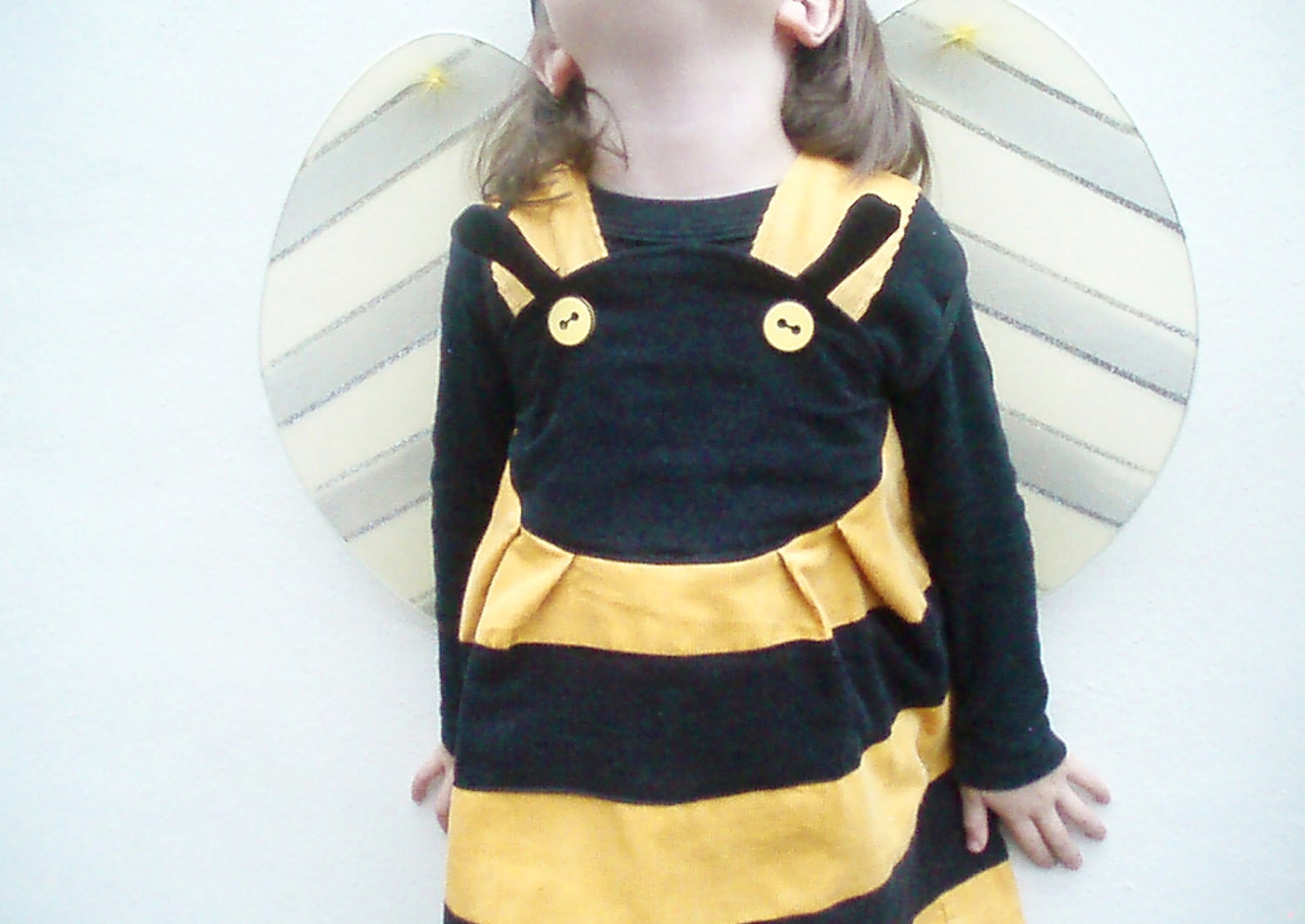 BEE-Girls Dress-yellow & black cotton corduroy-Sizes 6m-1t-2t-3t-4t-5t-6t