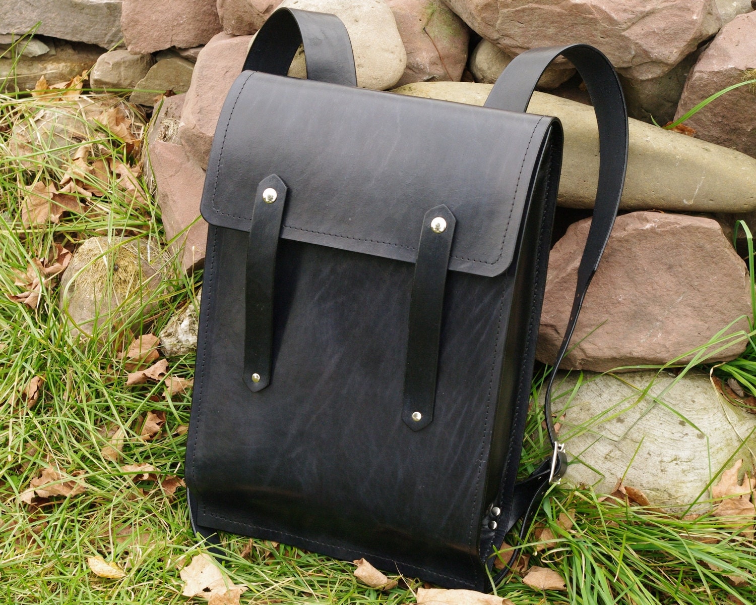Leather Backpack - Lg Rucksack Style - Hard Leather - Black pictured - see colors available