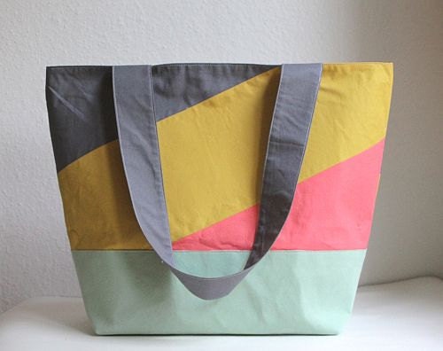 big cotton and faux suede market bag