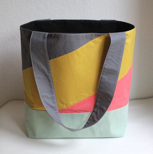 big cotton and faux suede market bag