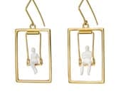 Gold plated Dangle Earrings - "Gold frame 1"