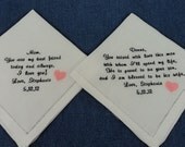 Ladies Personalized Wedding Bridal Handkerchiefs from the Bride to her Mother and future Mother-In-Law