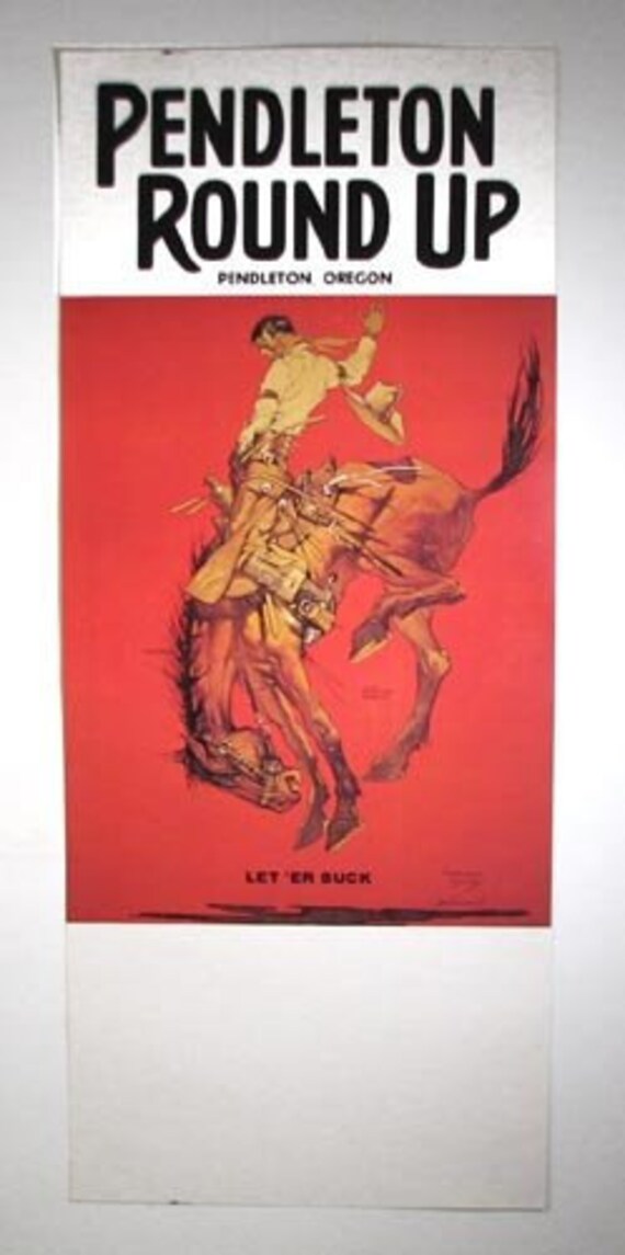 Vintage 1964 Pendleton Round Up Poster by unbelievablefinds