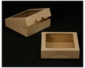 FREE SHIPPING 10" x 10" x 4" (10) Natural Brown Cupcake Boxes With Window for 6 regular cupcakes or 12 mini cupcakes