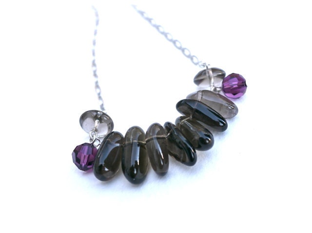 Smoky Quartz necklace, simple brown necklace, Gemstone necklace