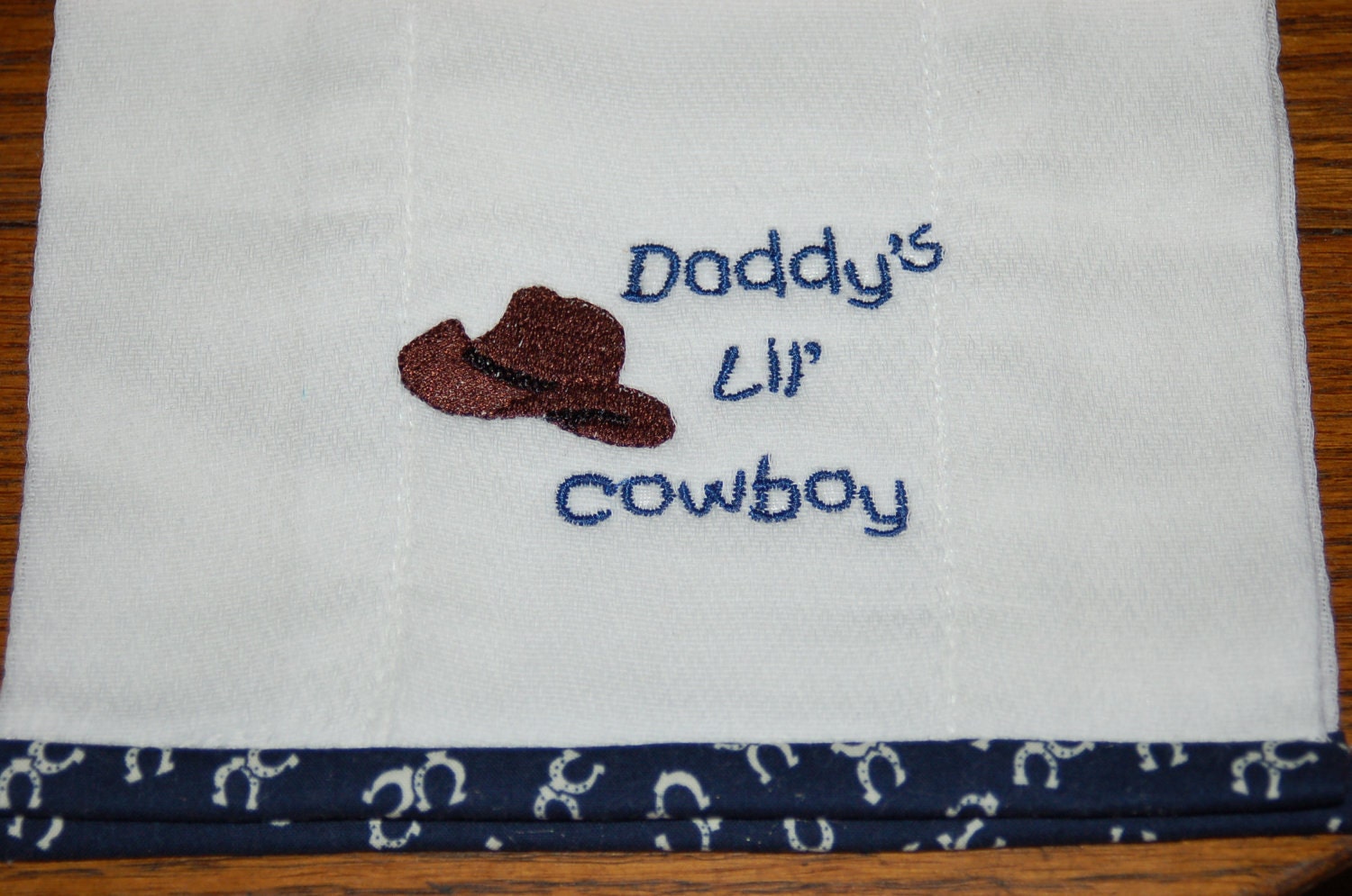 Burp Cloth with Cowboy Hat and Daddys Lil Cowboy